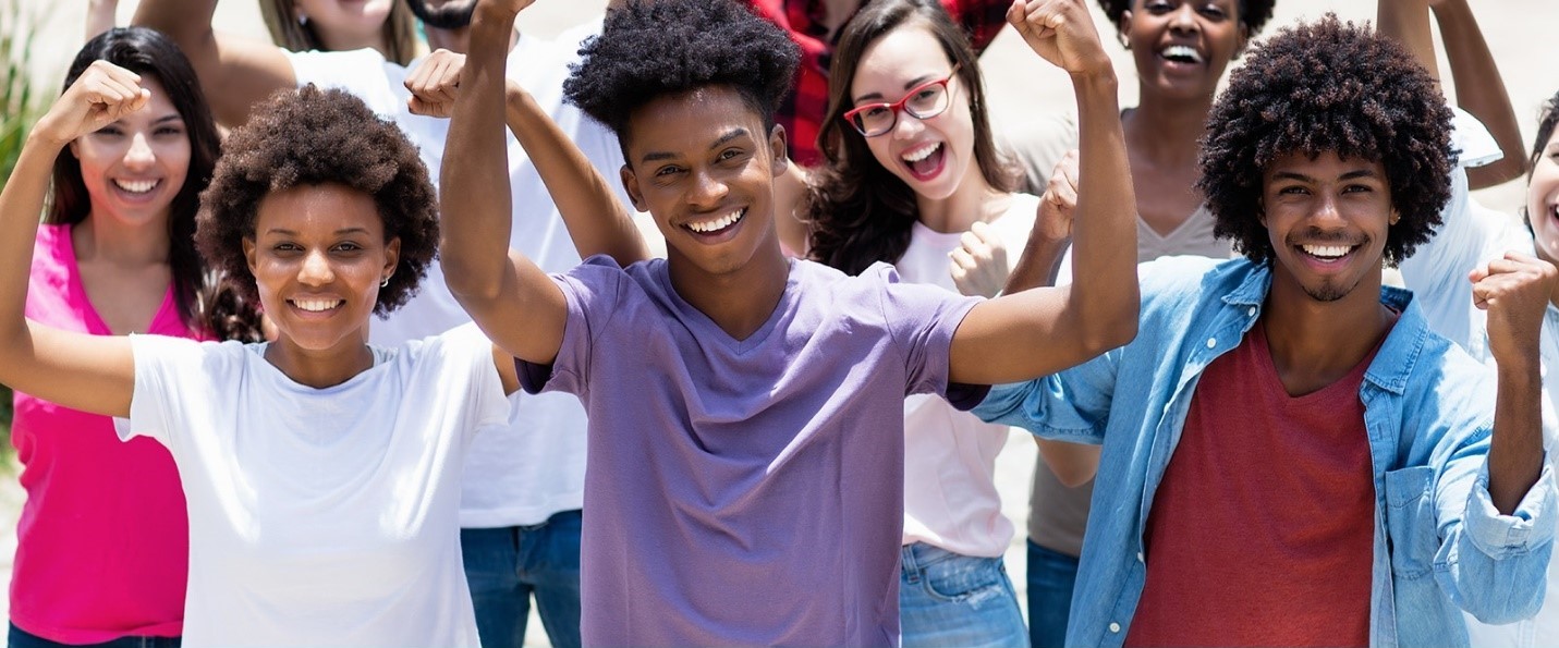 Group of people cheering